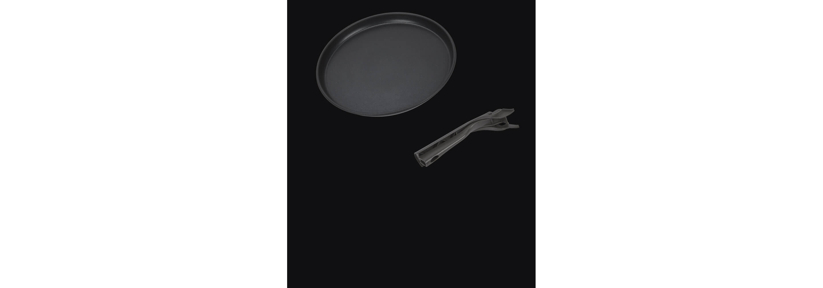 A crisping tray isolated on a black background.