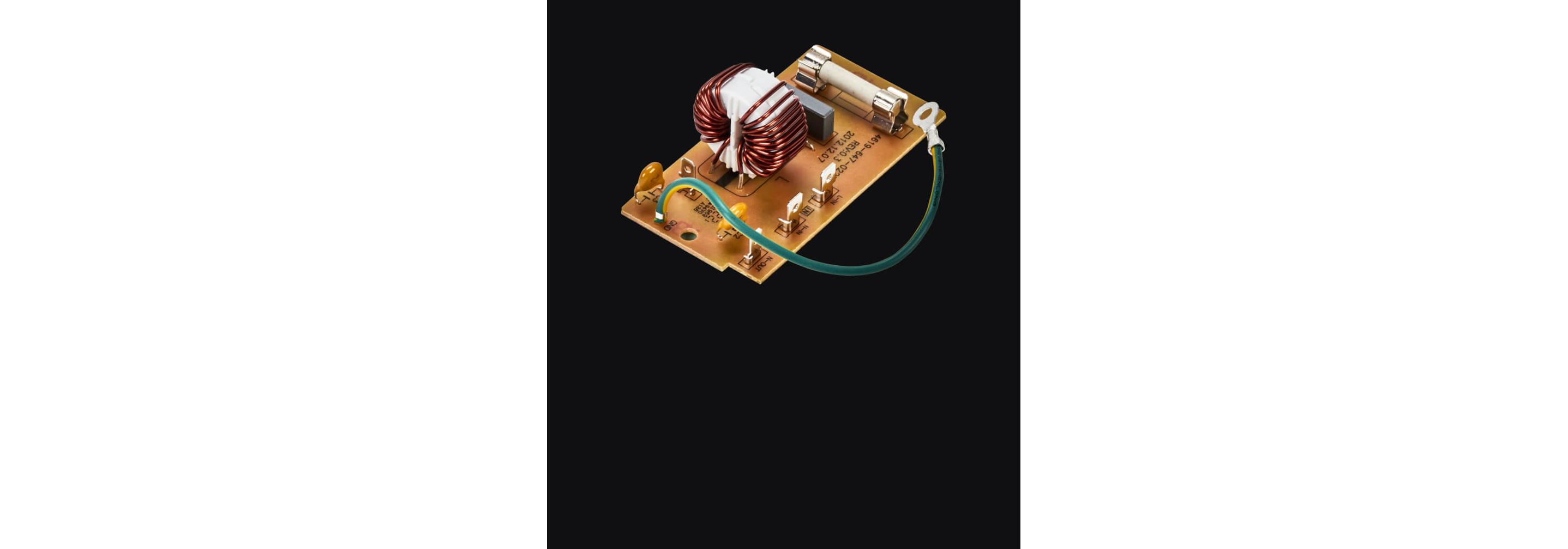 A noise filter kit isolated on a black background.