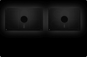 A pair of induction downdraft cooktops