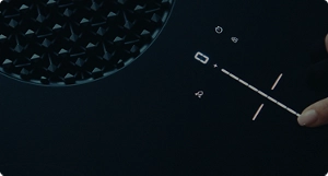 A close-up of an induction downdraft cooktop