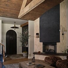 A living room fireplace