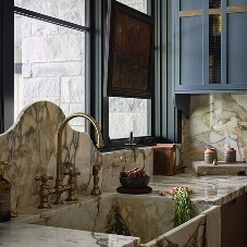 A marble sink in a kitchen