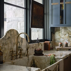 A marble sink in a kitchen