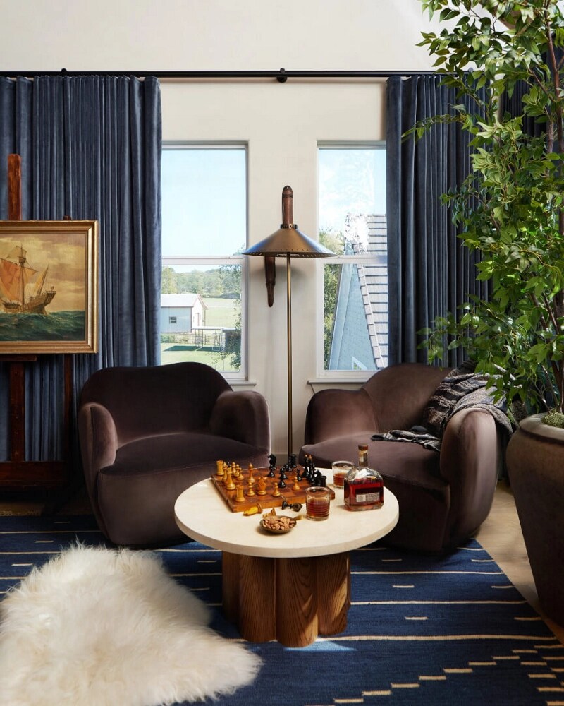 Two plush chairs in a seating area