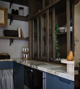 A glass case in a kitchen