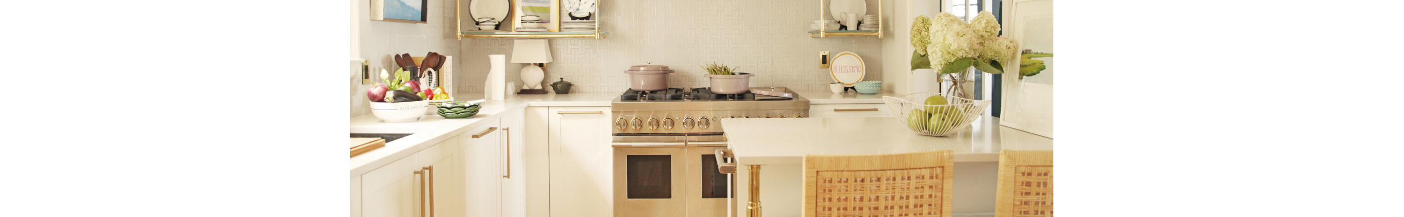 The kitchen, outfitted with JennAir® appliances at Ten Easy in Nantucket. 