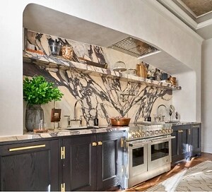 The main cooking area of the kitchen, featuring a professional-style induction range.