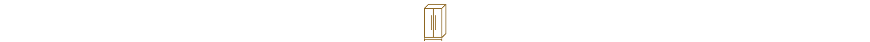 An icon of a refrigerator showing the width. 