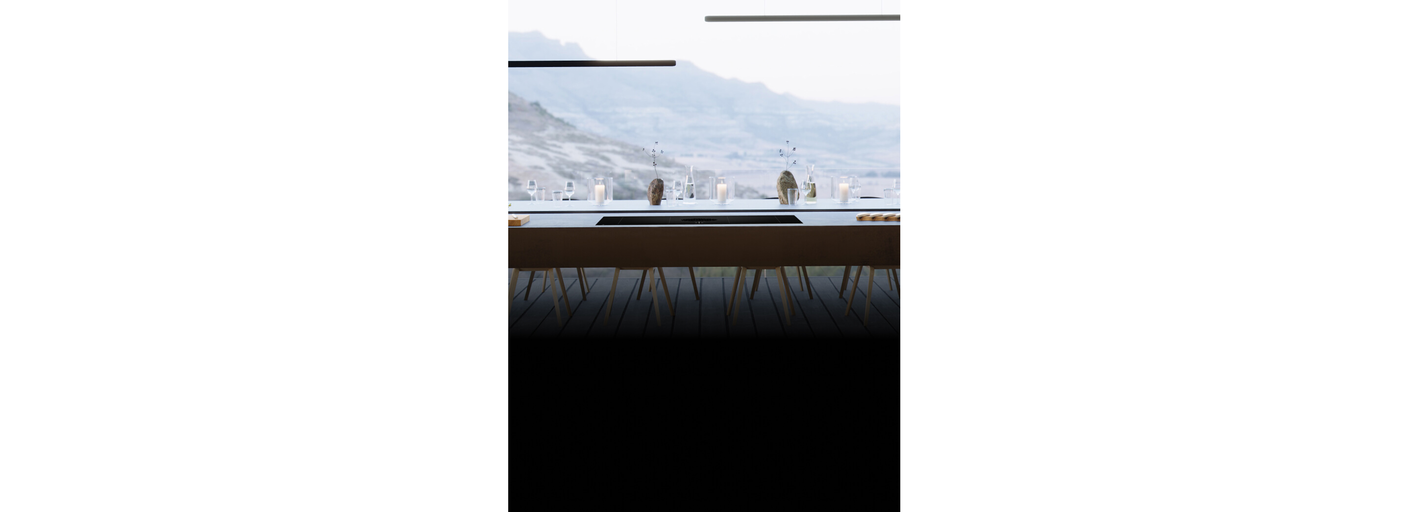 A downdraft cooktop installed overlooking a beautiful vista.