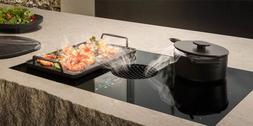 The induction downdraft cooktop.