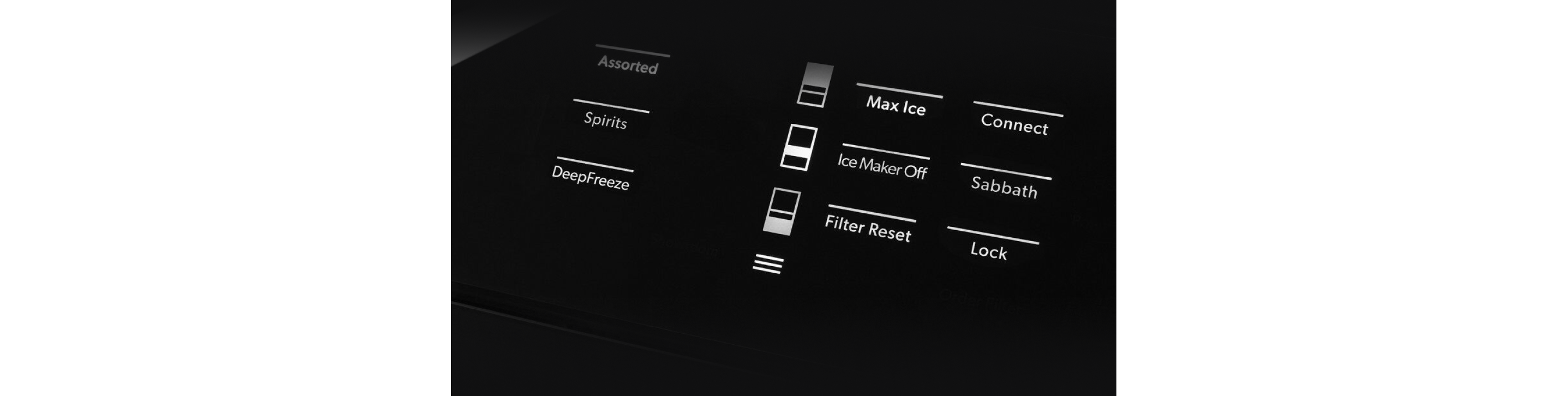 A close-up of the illuminated control panel.