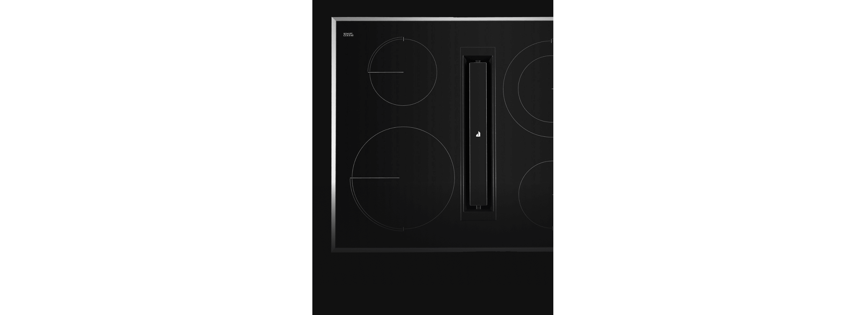 A JennAir® Electric Downdraft Cooktop.