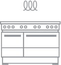 A professional-style induction range with an induction symbol above it.