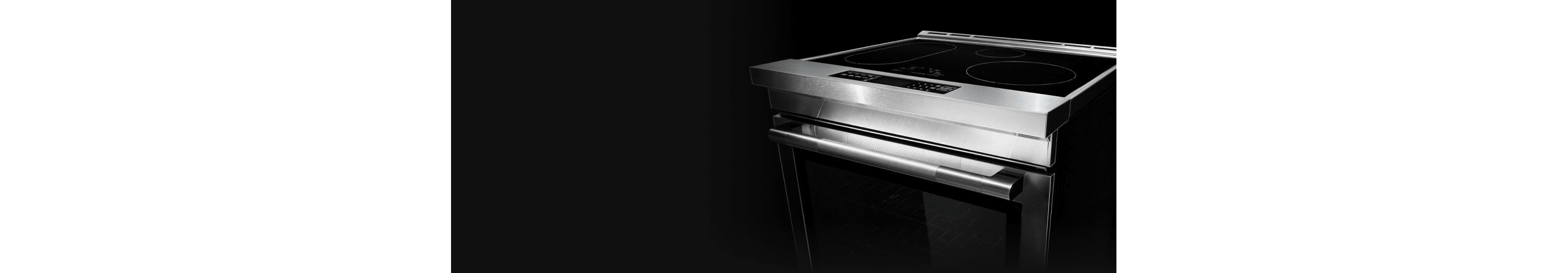 Image of an edge-to-edge induction cooktop with knurling handle visible.