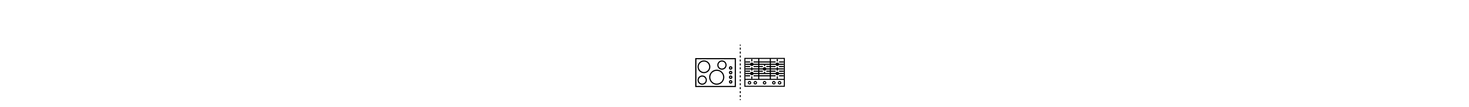 An icon of two cooktops divided by a dashed line.