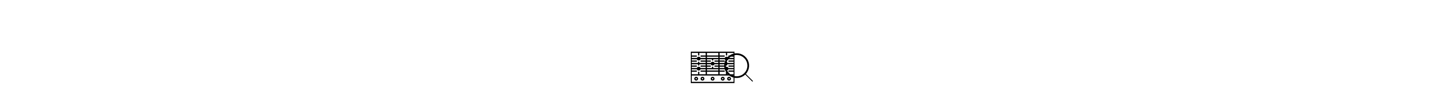 An icon of a cooktop with a magnifying glass over it.