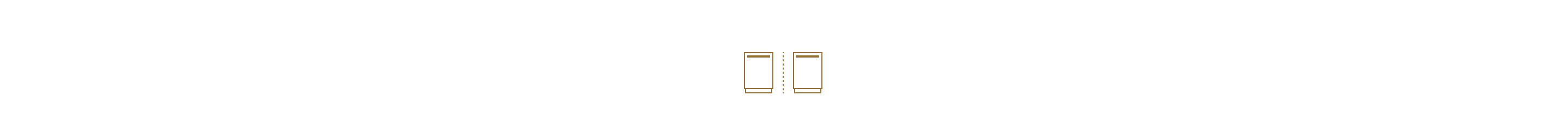 An icon of two dishwashers divided by a dashed line.