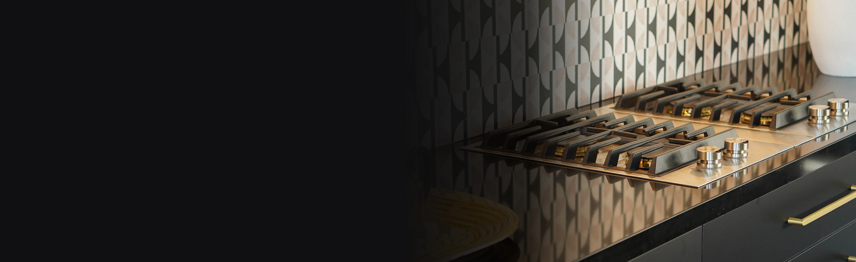 A JennAir® Gas Cooktop in a kitchen.