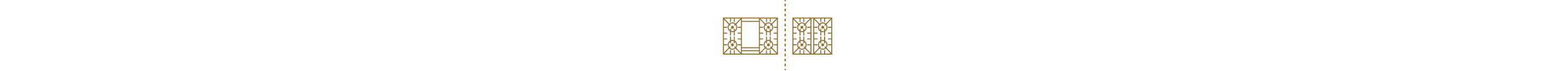 An icon of two gas rangetops divided by a dashed line.