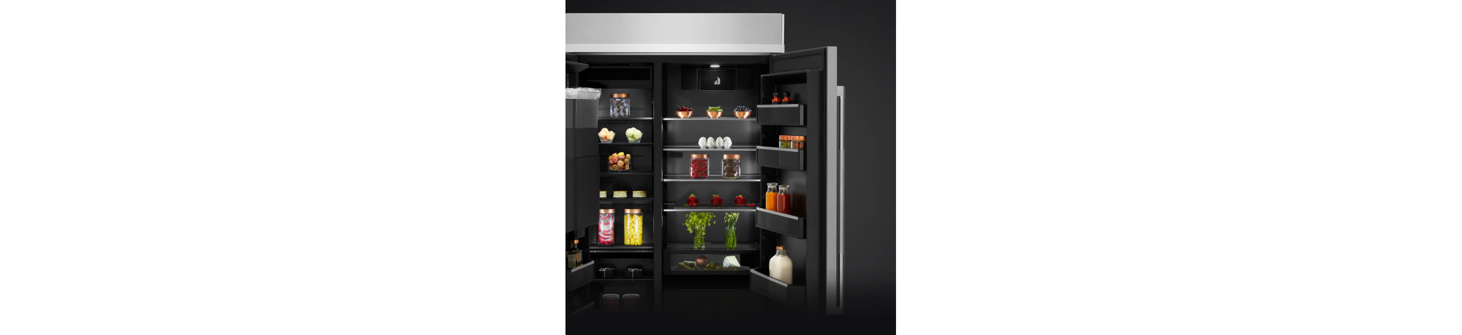 A built-in refrigerator with Obsidian interior.