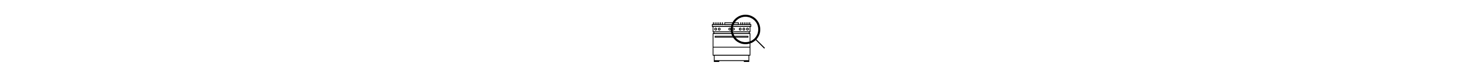 An icon of a slide-in range with a magnifying glass over it.