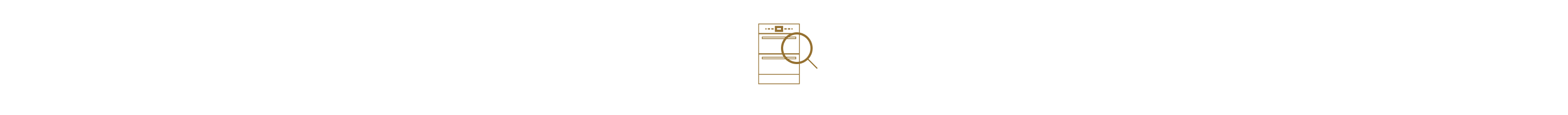 An icon of a wall oven with a magnifying glass over it.