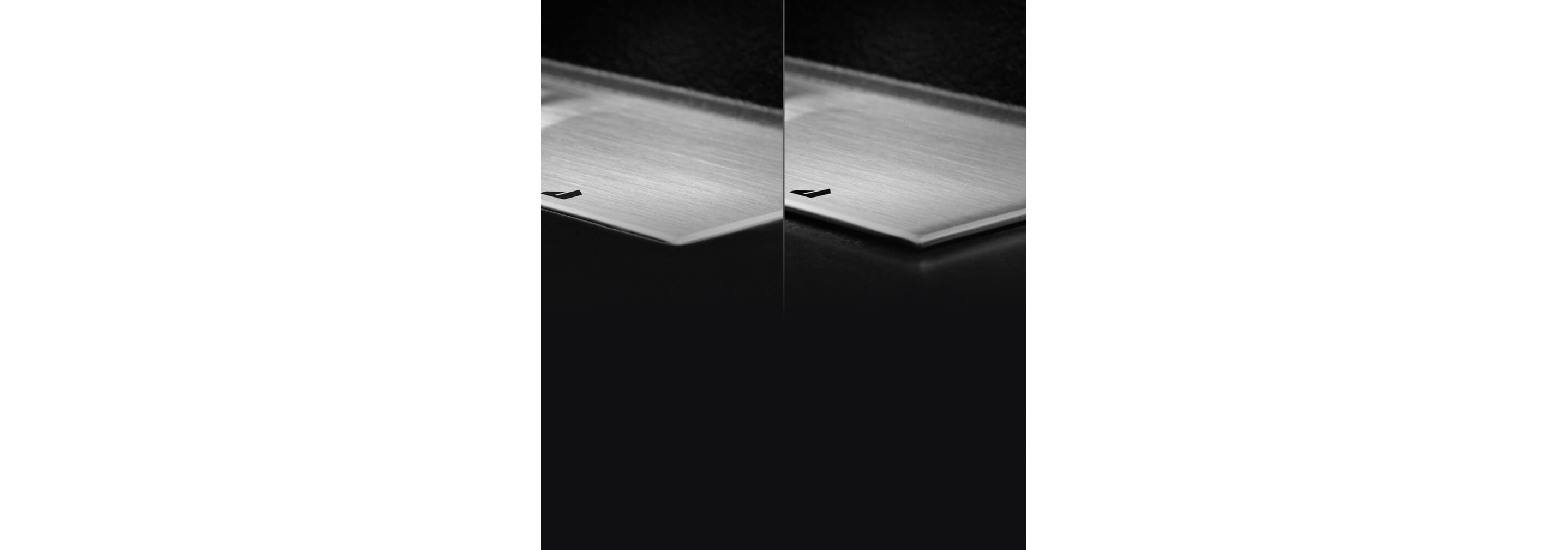 Two cooktops installed, showing the difference between flush install and semi-flush install.