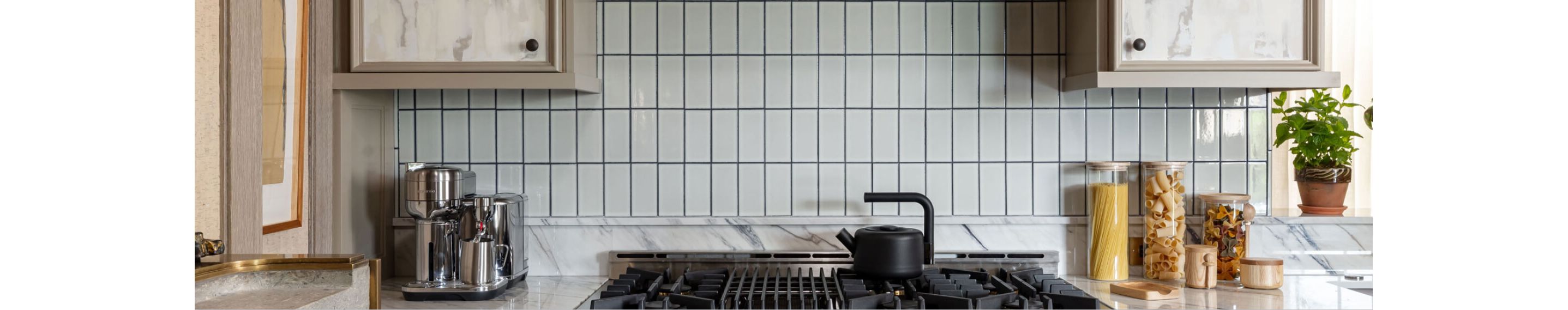 A JennAir® Rangetop installed in a stylish kitchen.