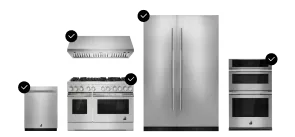 A JennAir® Kitchen Suite of appliances.