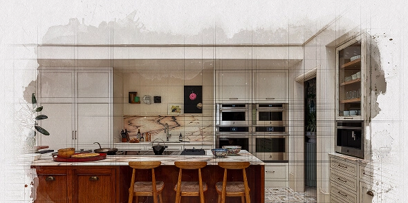 A white luxury kitchen featuring JennAir® appliances.