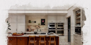 A white luxury kitchen featuring JennAir® appliances.