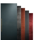 All the JennAir® Cuts Leather Panels layered on top of one another.