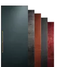 All the JennAir® Cuts Leather Panels layered on top of one another.