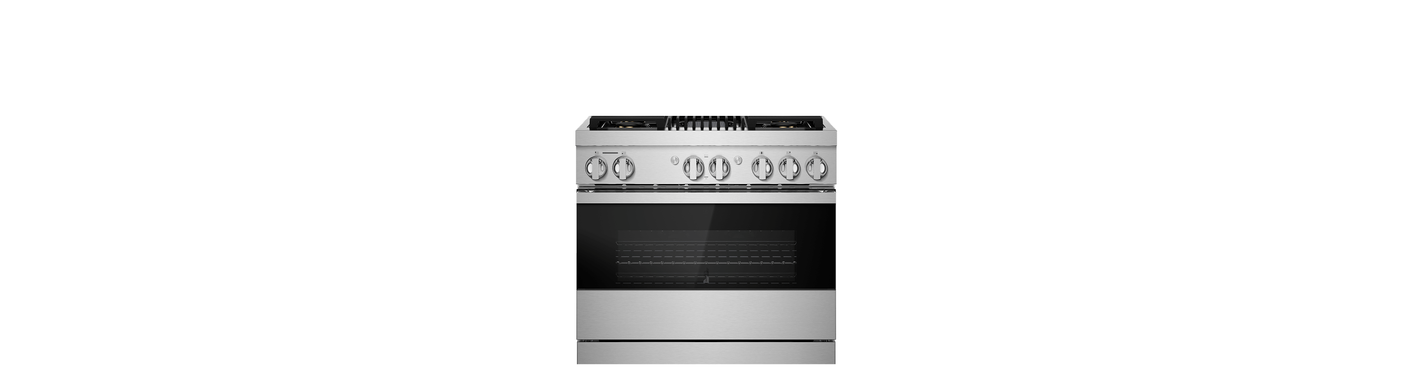 A 36" NOIR™ Gas Professional-Style Range with Chrome-Infused Griddle.
