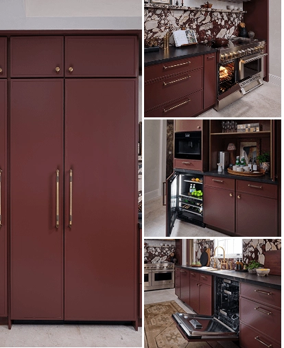 A Burgundy high-end kitchen designed by Rajini Alex Design