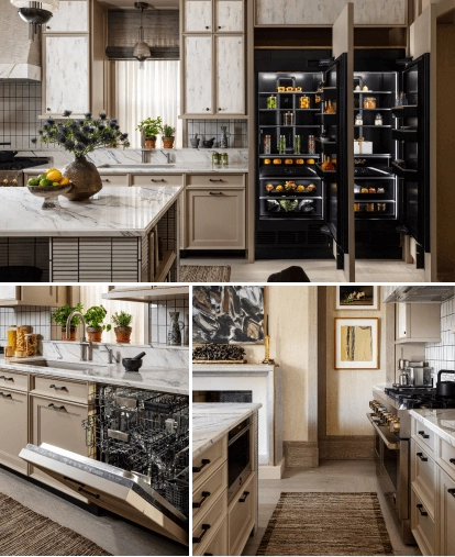 A collage of a beautiful luxury kitchen.