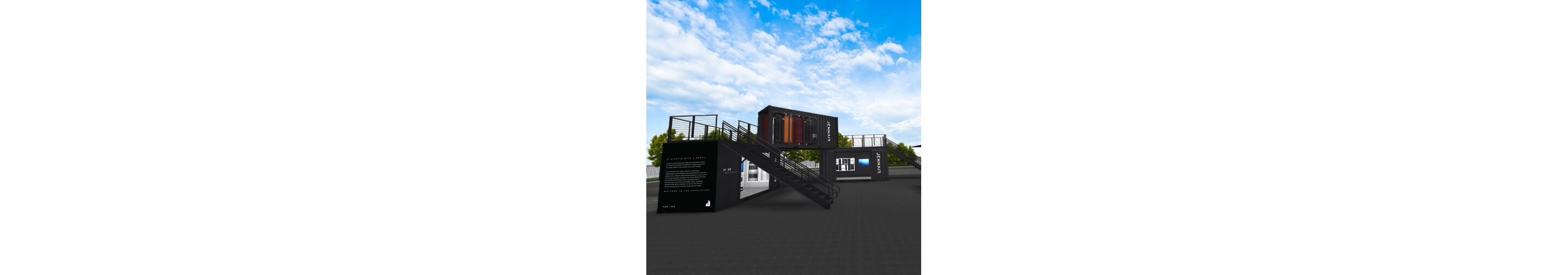 Renderings of the JennAir JAXBOX pop-up showroom experience. 