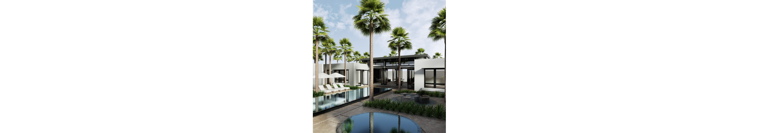 The exterior of a Palm Springs Resort. 