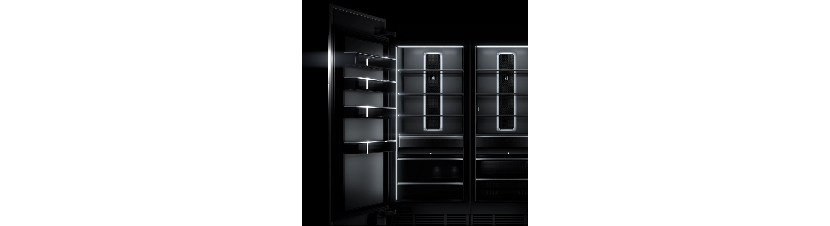 The Daring Obsidian Interior of a JennAir refrigerator. 