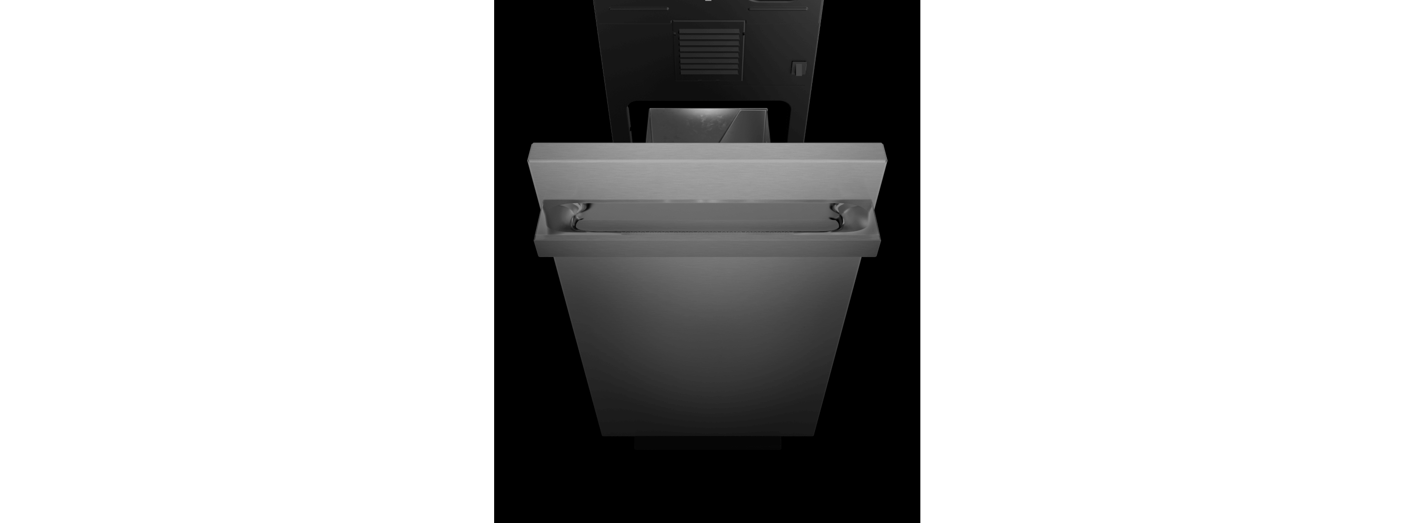 An open JennAir® Trash compactor showing the capacity.