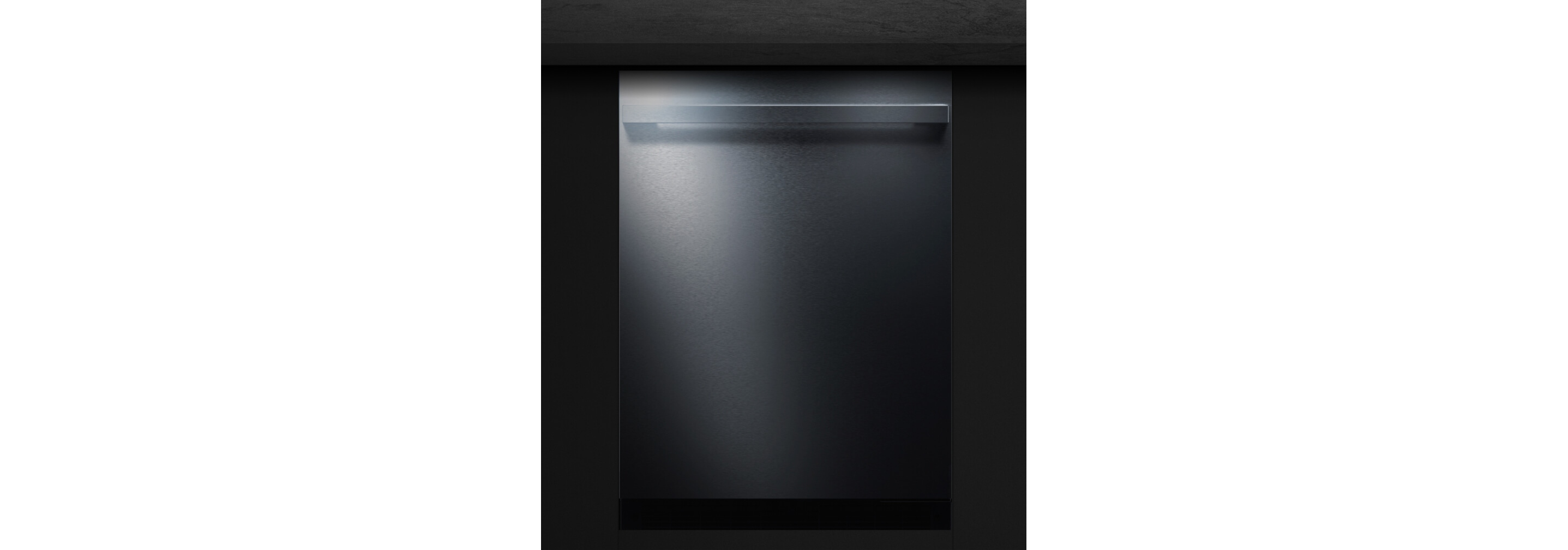 A NOIR™ design undercounter refrigerator blending seamlessly with the cabinetry.