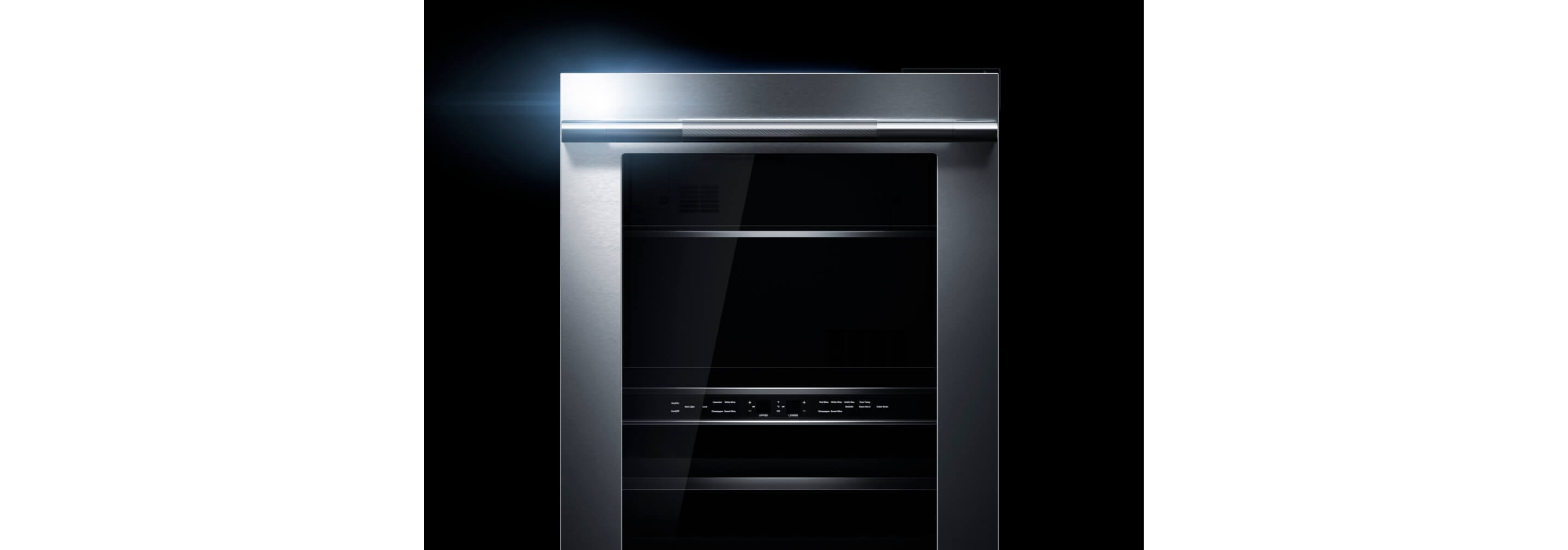 The top half of a glass-front undercounter refrigerator in the RISE™ Design Expression.