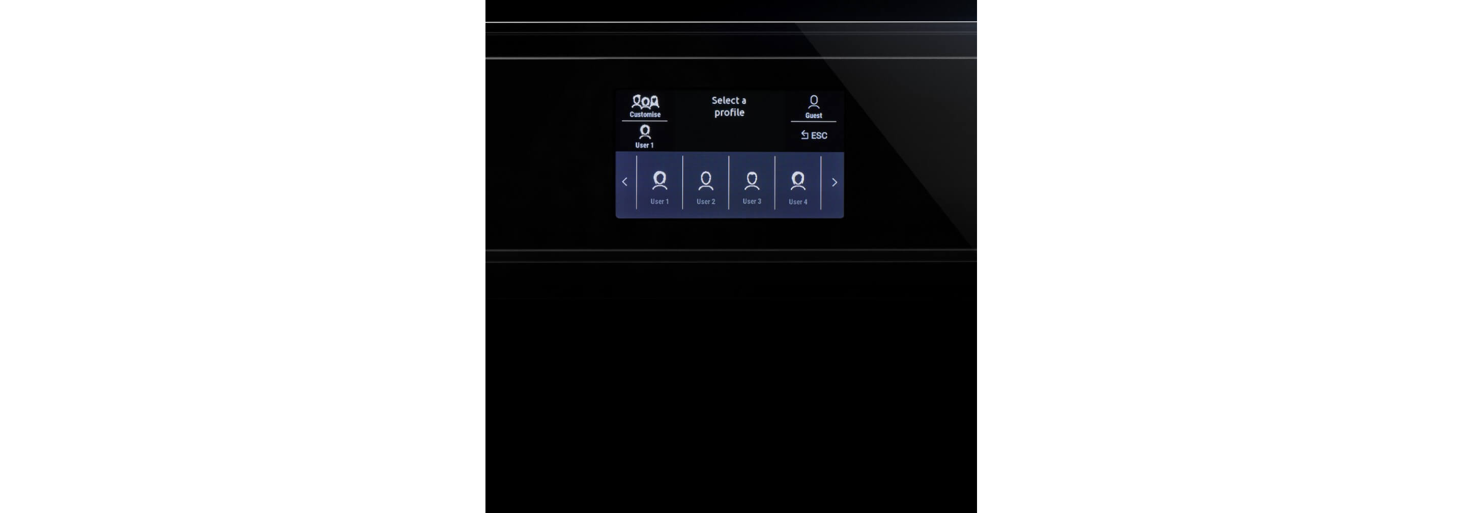 A shot of the profiles available on the built-in coffee maker.