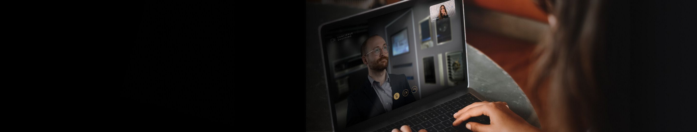 A person accessing a virtual showroom appointment.
